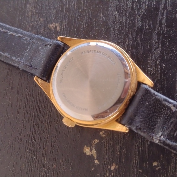 Bulova Gold and Black Leather Watch - Picture 2 of 2